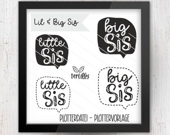 Kleine & grote zus - kleine grote zus cadeau silhouet svg dxf png vagina sjabloon DIY plotter bestand plotter sjabloon svg dxf png