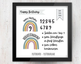 Happy Birthday  Geburtstagskind Geschenk Silhouette svg dxf png Scheidevorlage DIY Plotterdatei  Geburtstagsshirt Plottervorlage svg dxf png