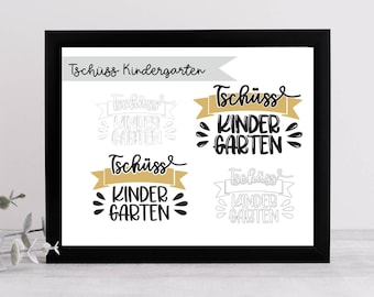 Tschüss Kindergarten Plotter Datei SVG PNG DXF | Happy Birthday | Konfetti | Abschied Plotterdatei Download Plotter