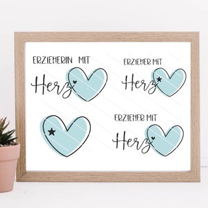 Éducateur Éducateur avec coeur traceur fichier traceur modèle ensemble adieu maternelle cadeau avec coeur maternelle bricolage couper fichier png svg dxf