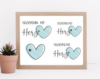 Educator Educator with Heart Plotter File Plotter Template Set Farewell Kindergarten Gift with Heart Kindergarten DIY Cut File png svg dxf
