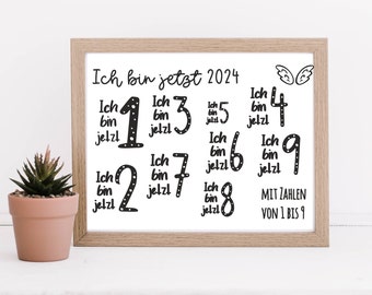 Ich bin jetzt 2024 Plotterdatei Plottervorlage Meilensteine Geburtstag Formate svg dxf png Scheidevorlage DIY Geburtstagsshirt