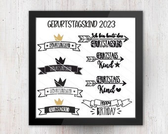 Verjaardag kind plotter sjabloon verjaardag plotter bestand SVG PNG DXF | Fijne verjaardag | Confetti | Hartplotterbestand downloaden plotterbundel