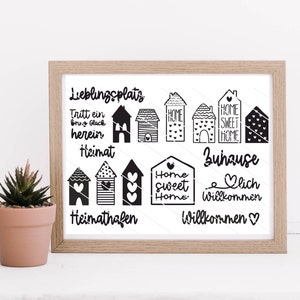 Maisons pleines d’amour traceur fichier traceur modèle svg dxf png coeurs chauds maisons maison