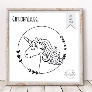 UnicornLove - traceur fichier traceur modèle licorne fille cartable maternelle motif svg dxf png