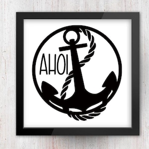 Ahoy #1 - File plotter modello plotter marittimo ancora corda cerchio vacanze mare estate spiaggia vacanza svg dxf png eps jpg