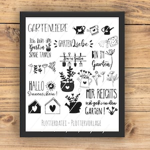 Gartenliebe Plottervorlage Plotter Datei SVG PNG DXF Frühling Sommer Download Plotter Bundle Sofort Download, Plotter File, Plotting Bundle Bild 1