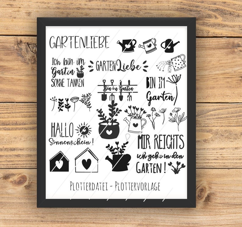 Gartenliebe Plottervorlage Plotter Datei SVG PNG DXF Frühling Sommer Download Plotter Bundle Sofort Download, Plotter File, Plotting Bundle Bild 1