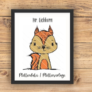 Mr. Eichhorn - a plotter file plotter template for lovers of squirrels squirrel animals forest png svg dxf