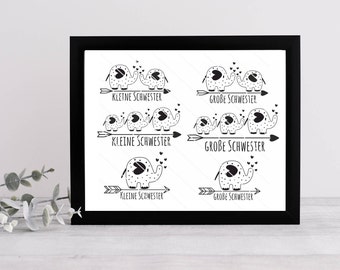 little big sister elephant plotter file plotter template for sibling shirts png svg dxf