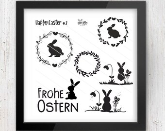 Happy Easter #2 - eine Plotterdatei Plottervorlage für Ostern Frühling Feiern plotten svg dxf png