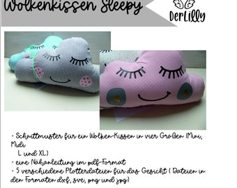 Wolkenkussen "Sleepy" naai-instructies en plottersjabloon