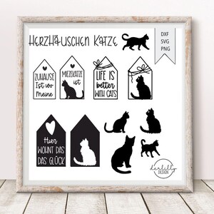 Heart House Cat - Plotter file plotter template heart house cat cat owner can opener cat household cat house svg dxf png