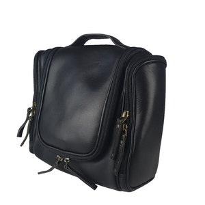 manbefair Wash Bag Travelbird Leather Black