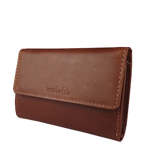 Damen Geldbörse Joni aus Leder Rot-Braun | Portemonnaie Damen Leder | Geldbeutel Damen Leder | Geldtasche Damen | Geschenke Für Frauen