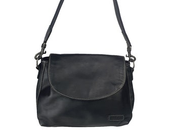 Handtasche Damen Leder Schwarz | Umhängetasche Damen | Crossbody Bag | Vintage Ledertasche | Shoulder Bag | Daily Bag | Geschenkidee (Hanna)
