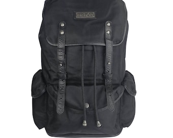 Bushcraft Rucksack Vienna Schwarz | Wanderrucksack Herren & Damen | Handgemachtes Stoff Rucksack | Unisex Rucksack | Fairtrade