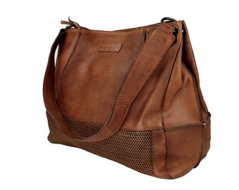 manbefair Shopper Shoulder Bag Firenze Leather reddish-brown