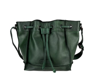 Beuteltasche Ella Leder Grün | Schultertasche aus Leder Damen | Ledertasche Damen | Umhängetasche | Handmade Handbag | Crossbody Bag