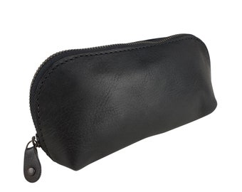 manbefair Small Make-Up Bag Lona Leather black
