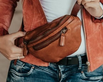 Bauchtasche LOVIS Braun Unisex | Fanny Pack Leder | Crossbodybag | Hüfttasche | Hipbag | kleine Bauchtasche | Belly Bag | Geschenk für sie