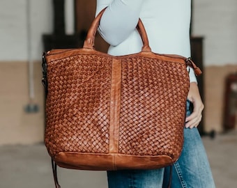 Schultertasche Lucille Leder Rot-Braun Damen | Crossbody Tasche | Leder Shopper | Damen Umhängetasche | Leather hand Bag | Gift For Her