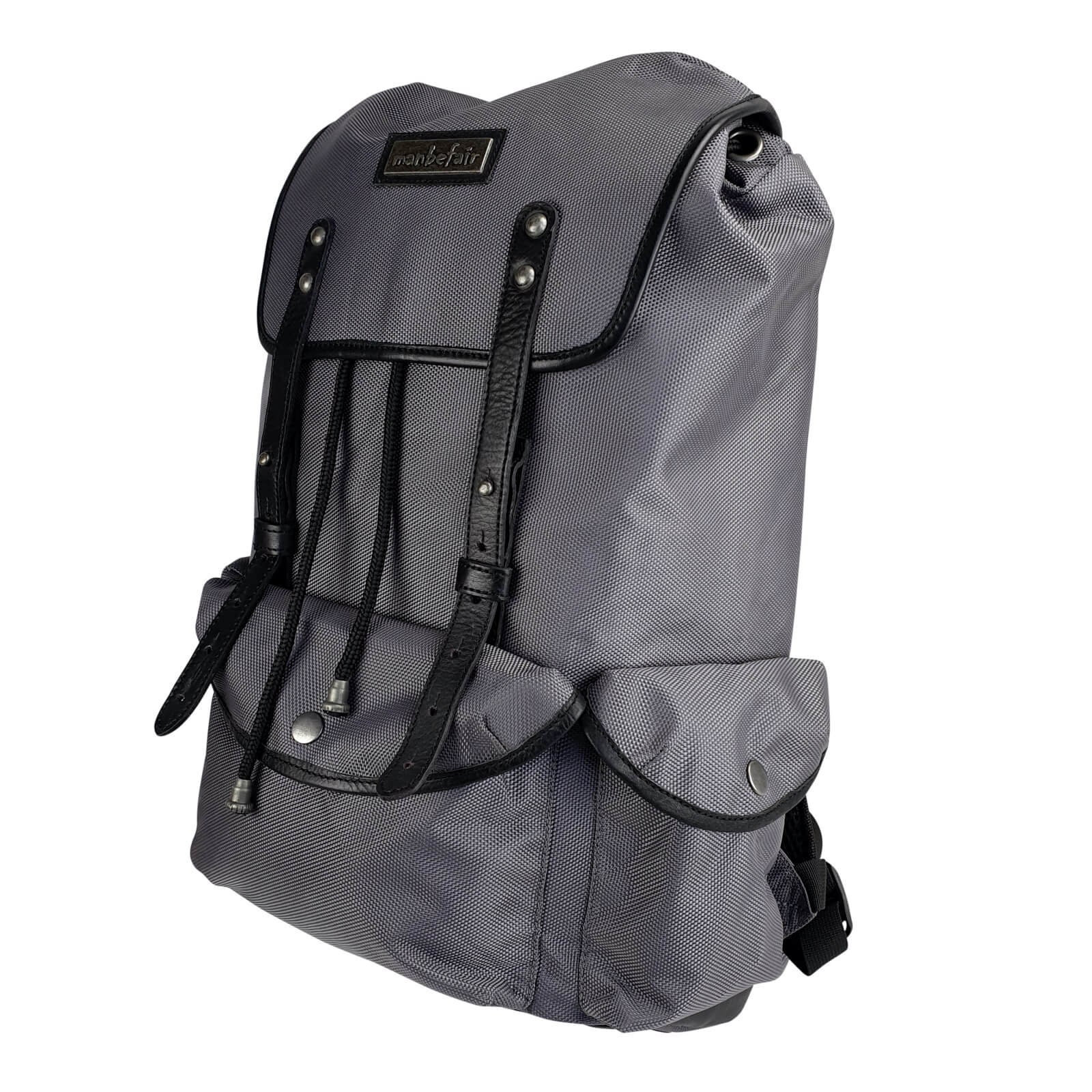 Backpack Vienna made of recycled nylon fabric and cowhide grey Etsy