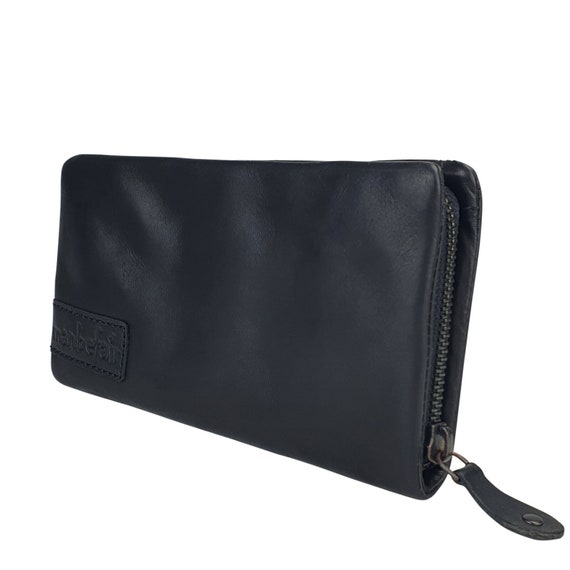 manbefair Geldbeutel Marta Leder Schwarz | Woman Wallet | Leder Geldbörse Damen | Geldtasche mit Münzfach l Leder Geldbeutel Damen