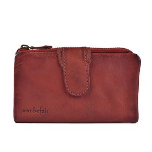 manbefair Geldbörse Elisa Leder Rot | Women Wallet | Geldbeutel Damen | Geldbörse mit Münzfach | Handmade Geldtasche | Geschenk Damen