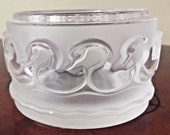 Vintage Lalique Frosted Crystal Swan Bowl Jewelry Box, EUC