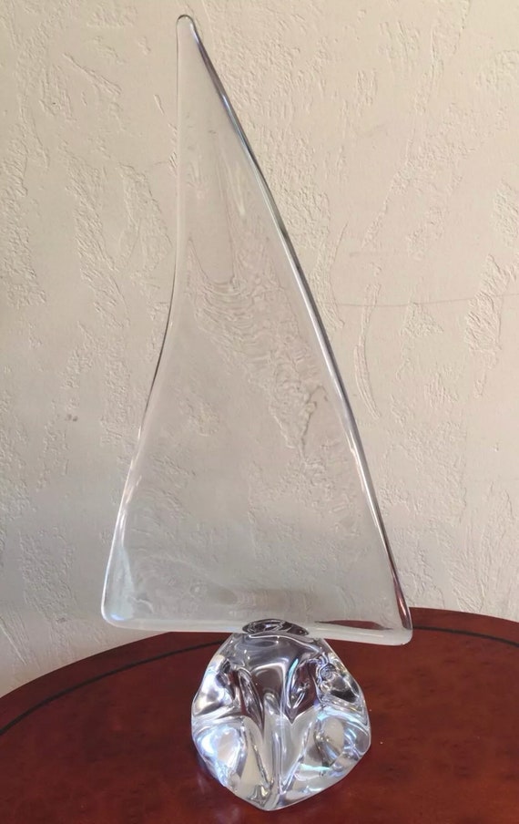 Vintage Daum France Large Crystal Sailboat Sculpture Etsy vintage daum france large crystal sailboat sculpture 16 5 high