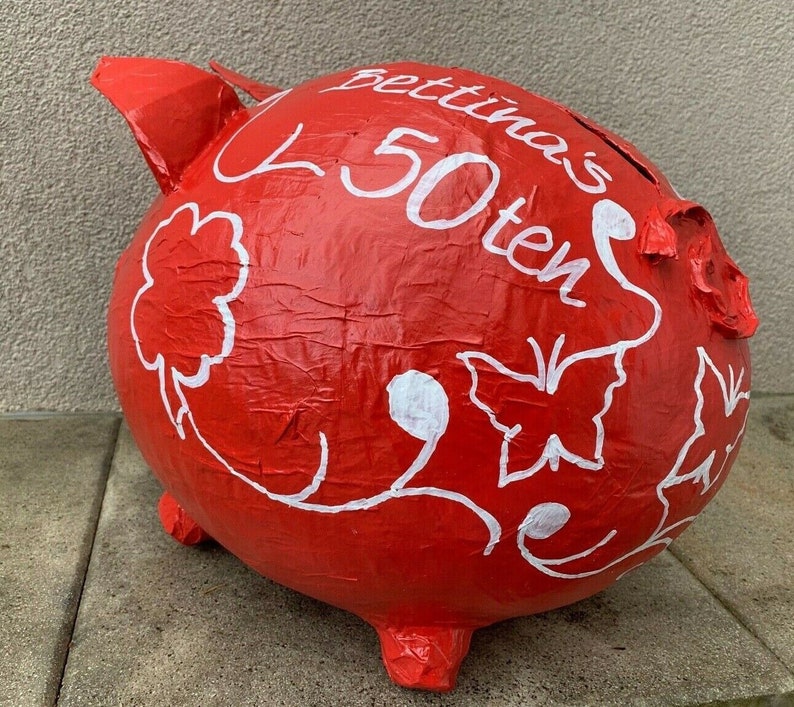 Sparschwein XXL 50. Geburtstag Geschenk Geldgeschenk Briefbox Kartenbox Schwein Bild 3