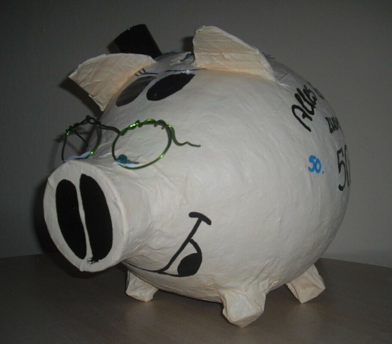 Sparschwein XXL Alter Sack 50. Geburtstag Schwein Briefbox Geldgeschenk Karten Bild 3