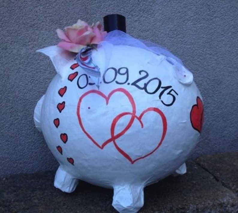 Sparschwein XXL Hochzeit Geschenk Briefbox Kartenbox für Umschläge Initialen Box Bild 9