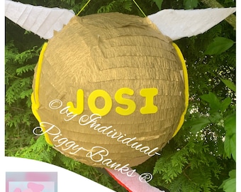 Pinata Schnatz goldene Kugel mit Flügeln Geschenk Geburtstag Geldgeschenke Box