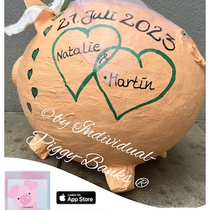 Sparschwein XXL Hochzeitsschwein Hochzeit Apricot Geldgeschenk Kartenbox Briefbox Bild 1