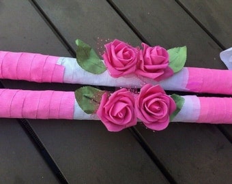 2 x Piñata baton pink white pink wedding JGA roses bridal couple party handmade wedding gift