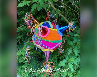 Piñata mexicana clásica, piñata para golpear, México colorido con 7 puntas, diversión para fiestas.