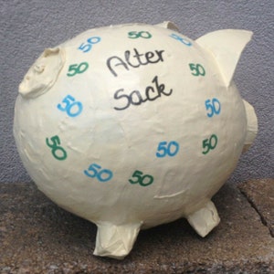 Sparschwein XXL Alter Sack 50. Geburtstag Schwein Briefbox Geldgeschenk Karten Bild 1