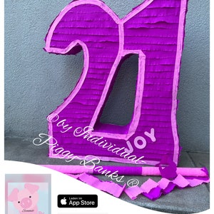 Pinata Zahl 21 Pink / Rosa Geschenk Geburtstag Geldgeschenk Geschenkebox Füllbox