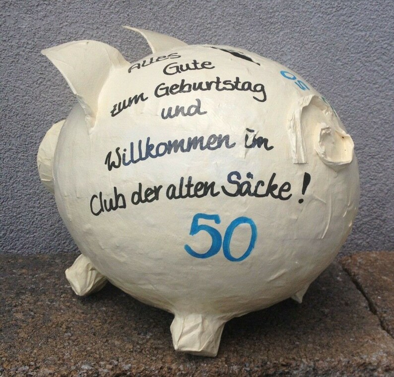 Sparschwein XXL Alter Sack 50. Geburtstag Schwein Briefbox Geldgeschenk Karten Bild 4