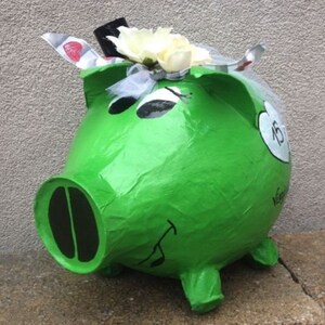 Sparschwein XXL handmade Geldgeschenk Hochzeit Briefbox Kartenbox Glücksschwein Umschlagbox für Umschläge Hochzeitsgeschenk Hochzeitsschwein Bild 9