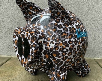 Sparschwein mit Herznase Leopard Optik Geschenk Geburtstag Hochzeit Geldgeschenk Geschenke Box