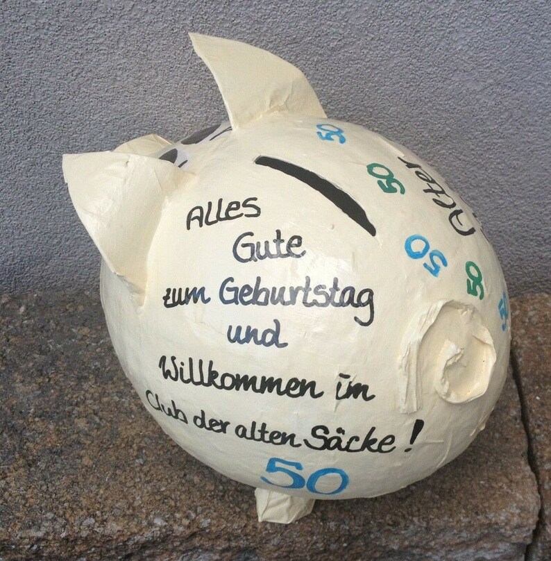 Sparschwein XXL Alter Sack 50. Geburtstag Schwein Briefbox Geldgeschenk Karten Bild 5