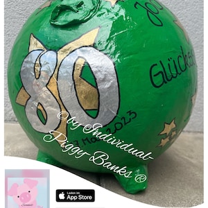 Hucha XXL 80 cumpleaños dinero regalo deseo cumplimiento cerdo de la suerte idea de regalo caja de tarjetas