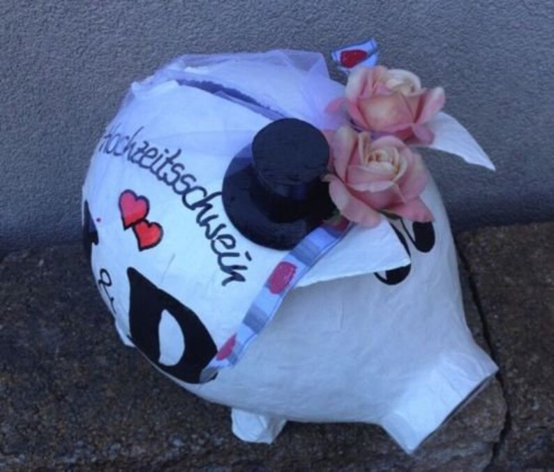 Sparschwein XXL Hochzeit Geschenk Briefbox Kartenbox für Umschläge Initialen Box Bild 6