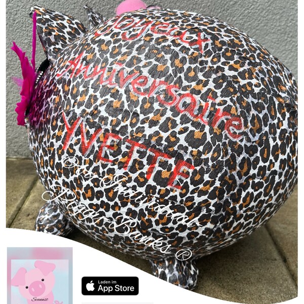 Sparschwein XXL Leoparden Look Geldgeschenk Briefbox Kartenbox LEOPARD Umschlagbox Geldgeschenke Box Geburtstagsgeschenk  Geschenk zum 40