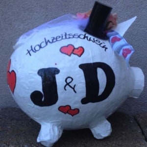 Sparschwein XXL Hochzeit Geschenk Briefbox Kartenbox für Umschläge Initialen Box Bild 1