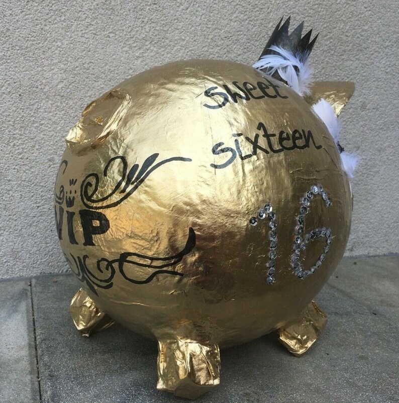 Sparschwein XXL Sweet 16 gold Geschenk 16 Geburtstag Geldgeschenk Kartenbox Bild 10