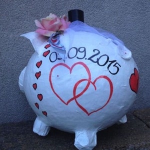 Sparschwein XXL Hochzeit Geschenk Briefbox Kartenbox für Umschläge Initialen Box Bild 3